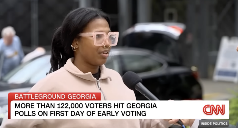 Georgia voter Corina Canada talks to CNN
