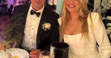 No expense was spared on Sunday as Richard E. Grant's daughter Olivia married long-term partner Florian Wirst in a 'magical' home ceremony