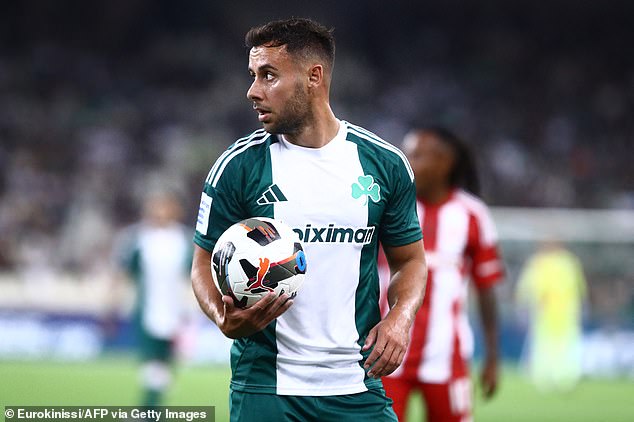 George Baldock pictured playing for Panathinaikos earlier this month, days before his death
