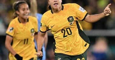 Sam Kerr didn't feature in the Matildas impressive 2-1 win over Germany as she continues to recover from an ACL injury - but she made her presence felt on Instagram