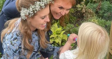 Sarah Ferguson has took to Instagram to share her congratulations to her daughter Princess Beatrice following the royal's pregnancy announcement. The first photo in her post showed herself and Beatrice, who was wearing a floral headband, crouching down with the princess's daughter, who was dressed in a white flower-girl style dress