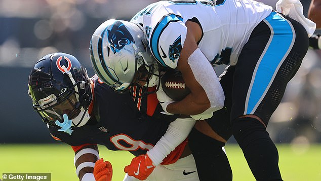 Tommy Trembe was knocked out after a brutal collision with Bears safety Jaquan Brisker