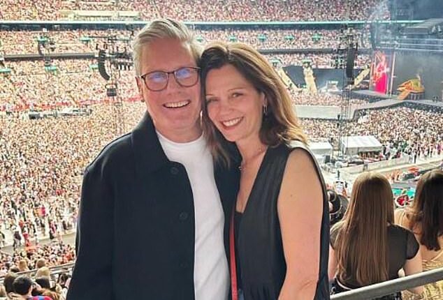 Sir Keir also received free tickets to the Taylor Swift show, where he was pictured hugging his wife Victoria