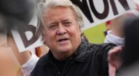 Trump ally Steve Bannon is coming to the end of a four-month prison sentence. He is seen here speaking outside Danbury Correctional Institution in July