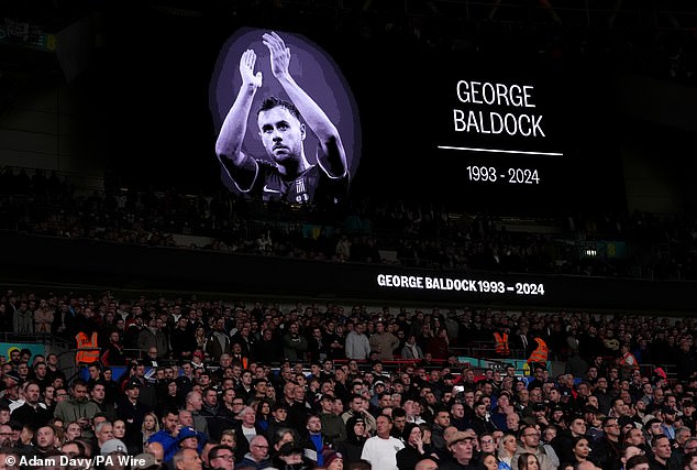 A Wembley crowd paid tribute to the life of former player George Baldock who died this week