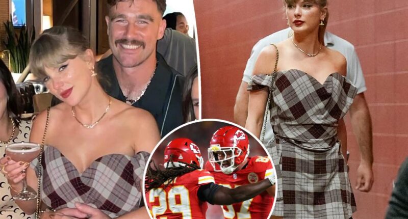 Taylor Swift and Travis Kelce cuddle up at post-game party after Chiefs' victory