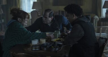 Deirdre O’Connell, Colin Farrell, Rhenzy Feliz on The Penguin episode 6.