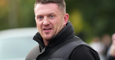 Tommy Robinson outside Folkestone Police station
