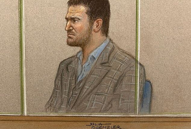 Tommy Robinson at Woolwich Crown Court today as he pleads guilty to contempt