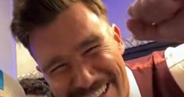 Travis Kelce appears to be on set filming 'Happy Gilmore 2' as he enjoys a break from the NFL
