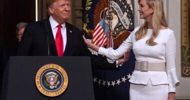 Donald Trump with his daughter Ivanka at the White House while he was president on October 11, 2018. Trump revealed in his Fox News town hall that his daughter drove him 'crazy' over Child Tax Credits during his term
