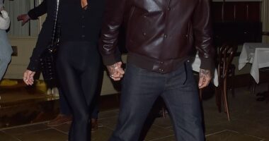 Victoria and David Beckham cut a typically stylish figure as they joined their brood for dinner at swanky Michelin-starred restaurant Dorian in London's Notting Hill on Wednesday