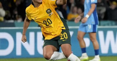 Matildas interim coach Tom Sermanni has declared 'there aren't any real timelines' when it comes to Sam Kerr 's return (pictured, after scoring a wonder goal against England at the 2023 World Cup)