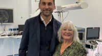 Consultant neurosurgeon Anastasios Giamouriadis of NHS Grampian, Scotland, pictured with 75-year-old patient Doreen Adams, has adapted an existing technique of keyhole surgery that takes half the time to complete