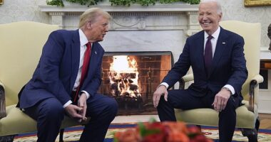Donald Trump sat lower in his seat and appeared to take a posture of respect during his meeting with President Joe Biden in the Oval Office on Wednesday, November 13, 2024