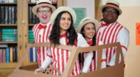 Victor (Jacob Houston), Sarika (Aparna Brielle), Grace (Sari Arambulo), and Anthony (Eddie Leavy) in A.P. Bio season 4