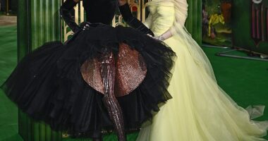 Ariana Grande, 31, and Cynthia Erivo, 37, made a dazzling arrival as they lead the stars at the UK premiere of Wicked at The Royal Festival Hall on Monday night
