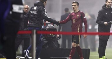 Leandro Trossard was forced off after just 37 minutes against Israel