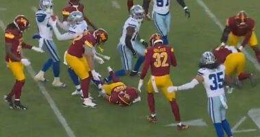 Austin Ekeler was left motionless on the field after receiving a huge hit on Sunday