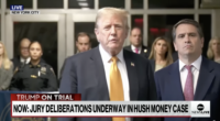 Donald Trump speaks outside Manhattan courthouse