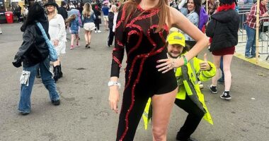 Lynsey Brodie, 40, attended the worldwide Eras Tour at the Murrayfield Stadium in Edinburgh , Scotland, last June in a sparkling bodysuit she had made by hand