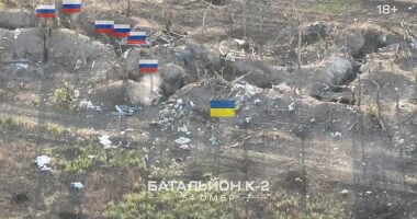 The moment a lone Ukrainian soldier valiantly fought off six Russians in a bitter close-range gun battle has emerged in the latest evidence of the savage trench warfare