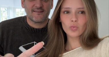 Radio host Brendan Fevola and his second eldest daughter, Leni, who is on schoolies in Byron Bay this week