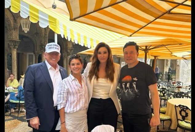 Trump, his granddaughter Kai, Olympic gold medalist Caitlyn Jenner and billionaire Elon Musk