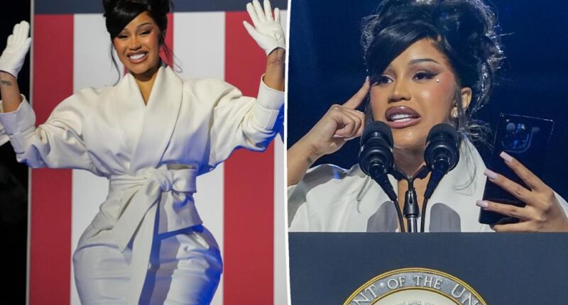 Cardi B has teleprompter glitch during Kamala Harris rally