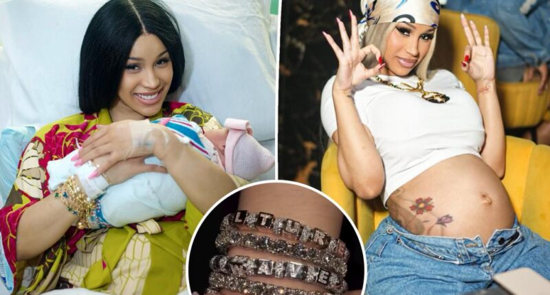 Cardi B seemingly reveals 3rd baby's name with diamond bracelet