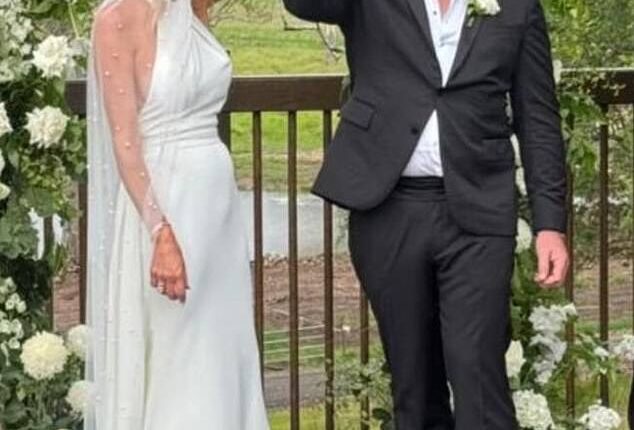 Anthony Bell and Annika Martyn tied the knot in Noosa on Saturday. Both pictured