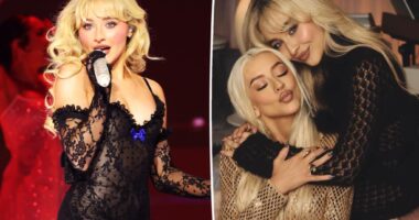 Christina Aguilera performs with Sabrina Carpenter at LA concert