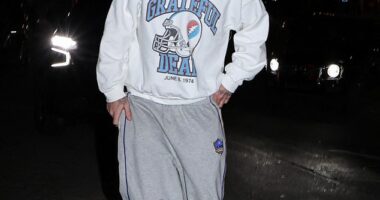 Cruz Beckham cut a casual figure in grey joggers and Birkenstocks as he stepped out to party hot spot Chateau Marmont in LA on Sunday