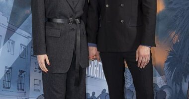 Daisy Ridley, 32,  and husband Tom Bateman, 35, cut stylish figures as they posed hand-in-hand at the UK premiere of their new movie Magpie during FrightFest 24 in London on Friday