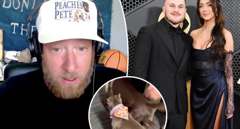Dave Portnoy fumes at Zach Bryan for allegedly kicking his rescue dog Miss Peaches out of dressing room as Brianna Chickenfry details breakup