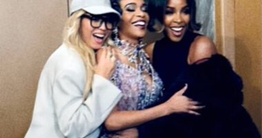 Destiny's Child reunited for a rare appearance on Friday night as Beyoncé and Kelly Rowland hit Broadway to watch Michelle Williams in Death Becomes Her