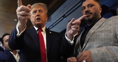 Former President Donald Trump visited the Great Commoner restaurant in Dearborn, Michigan, Friday. He is seen here alongside owner Albert Abbas