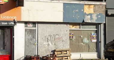 A boarded up shop in the South Yorkshire town, which is one of Britain's unemployment benefit hotspots