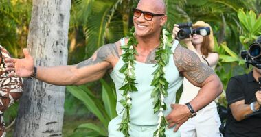 Dwayne Johnson put on an animated display at the premiere of Disney Animation's film Moana 2 in Kapolei, Hawaii on Thursday