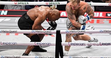 Jake Paul (right) beat Mike Tyson (left) by unanimous decision in Arlington on Friday night