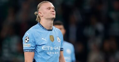 Erling Haaland's woes in front of goal continued in Manchester City's shock 4-1 defeat against Sporting CP
