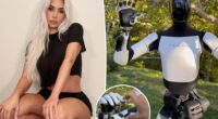 Fans react after single Kim Kardashian hangs out with Tesla robot