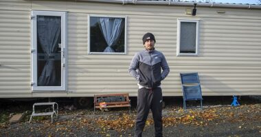 Rhys Clapham lives with his partner and three children on the land off Festival Road after buying the site earlier this year