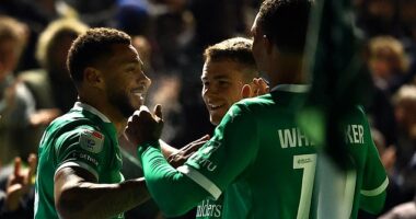 Forgotten Premier League striker scores a STUNNING volley for Wayne Rooney's Plymouth in Championship clash with Watford