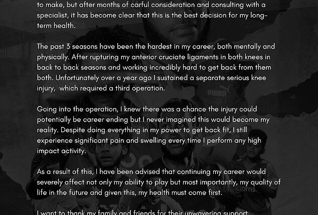 An Aston Villa academy star has announced his retirement from football at the age of 22