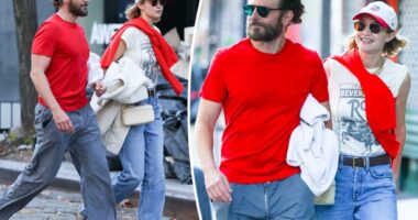 Gigi Hadid and Bradley Cooper match in red for stroll in New York City