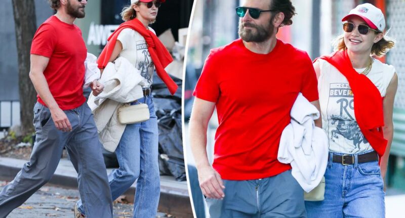 Gigi Hadid and Bradley Cooper match in red for stroll in New York City