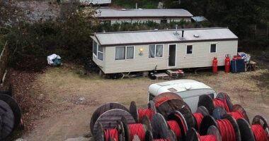 The family live in a static caravan in a compound behind a shop premises in East Heslerton, North Yorkshire