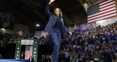 The incumbent Vice President, seen here on Sunday night, is to campaign in Pittsburgh tomorrow as the race for the White House enters its final hours