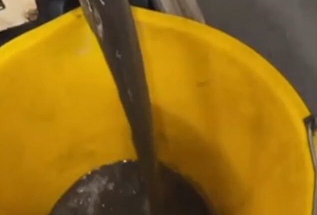 A bucket full of black sludge extracted from just four seats on the London Underground